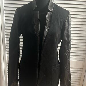 Danier Black 100% Wool and Genuine Leather Women's Jacket